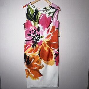 NWT Maya Brooke Womens Sleeveless Midi Floral Sheath Dress Sz 12 Kentucky Derby